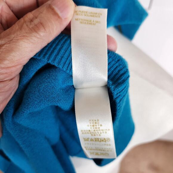 Kate Spade Arianna Sweater Womens Size Large Teal Wool Cashmere Blend 3/4 Sleeve - Picture 9 of 10